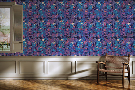 Moonlit Electric Blue - Night - Wallpaper Panel